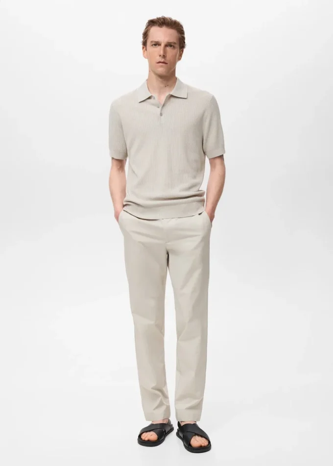 Žebrované polo tričko Žebrované polo tričko