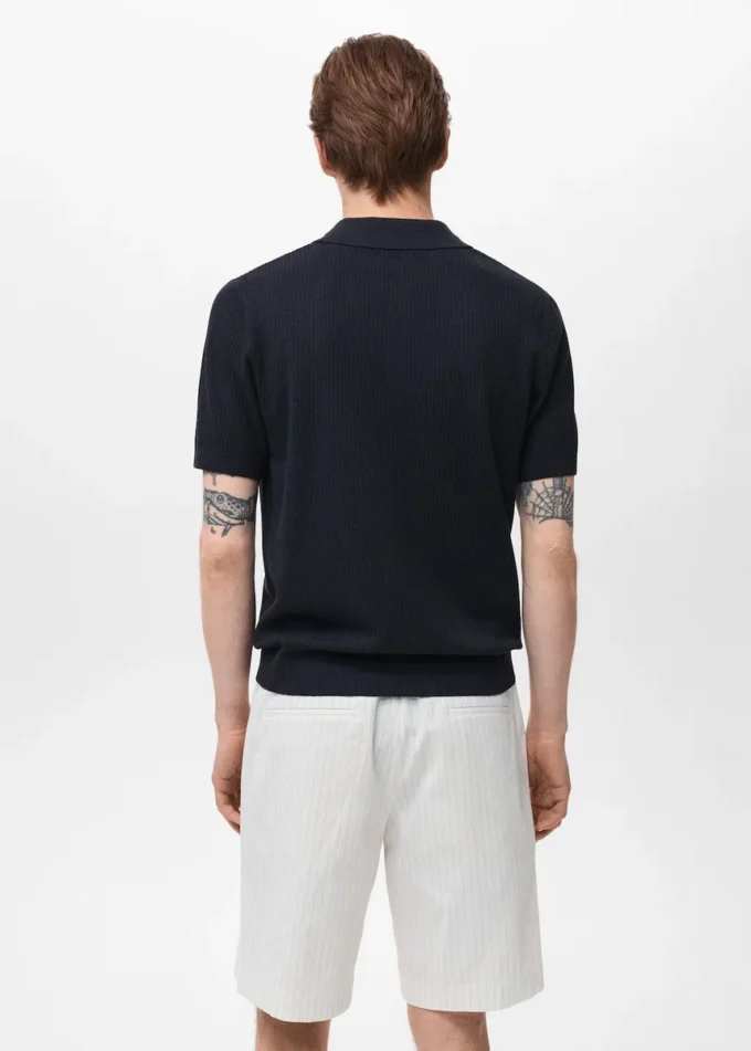Žebrované polo tričko Žebrované polo tričko
