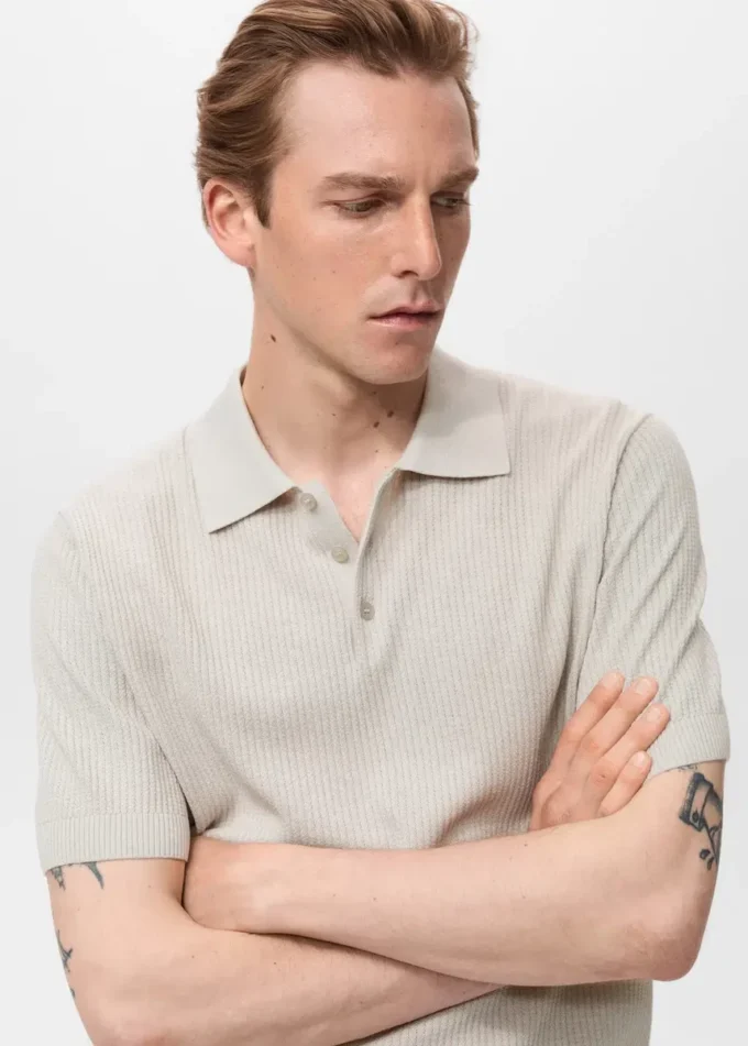 Žebrované polo tričko Žebrované polo tričko