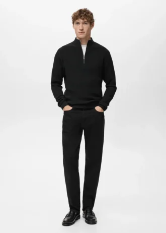 Žebrovaný svetr se zipem u krku