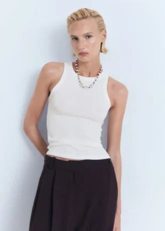 Žebrovaný top z bavlněné směsi