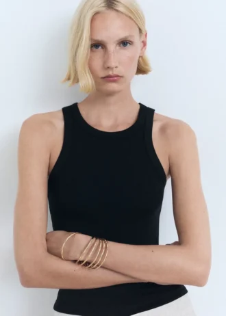 Žebrovaný top z bavlněné směsi