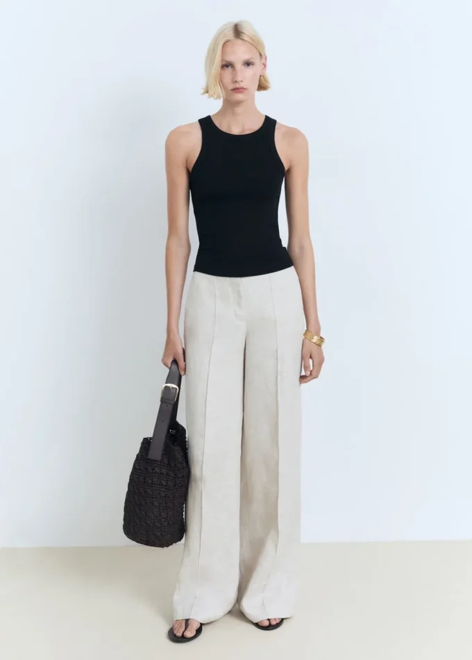 Žebrovaný top z bavlněné směsi Žebrovaný top z bavlněné směsi