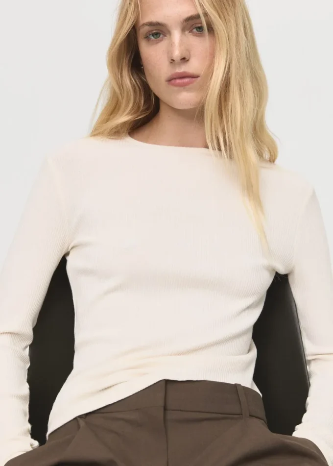 Žebrované tričko s dlouhým rukávem Žebrované tričko s dlouhým rukávem