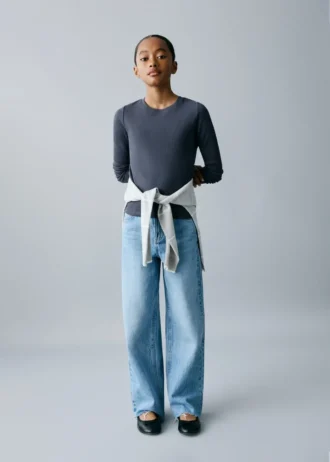 Žebrované tričko s dlouhým rukávem