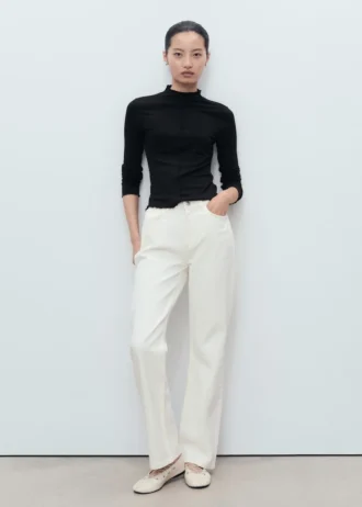 Žebrované tričko s vroubkovaným lemem