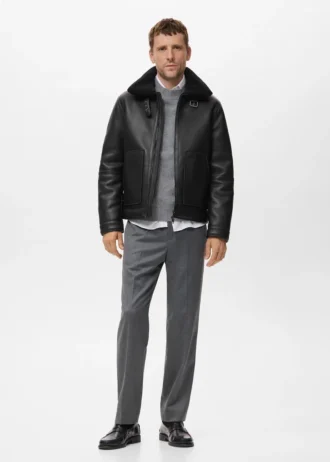 Fleecová bunda z umělé kůže