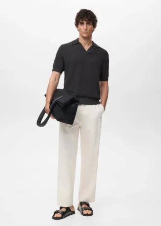 Háčkované bavlněné polo tričko