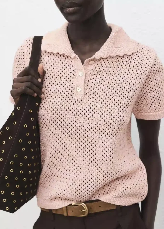 Háčkovaný svetr z lurexu Háčkovaný svetr z lurexu