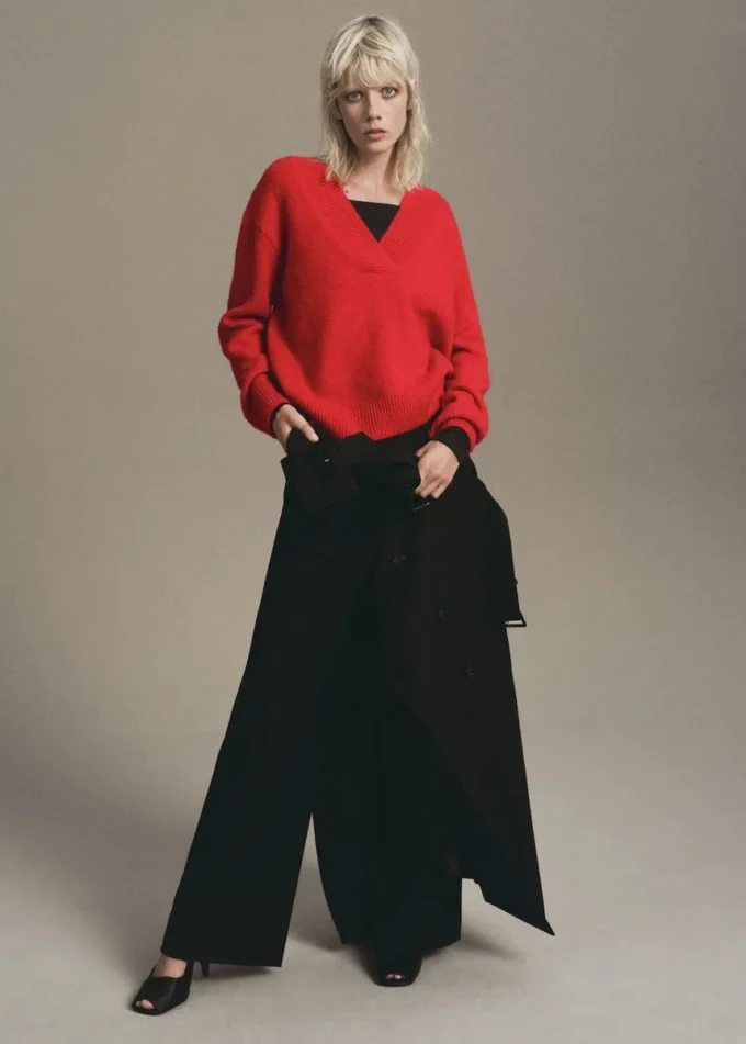 Hrubý úpletový svetr s výstřihem do V Hrubý úpletový svetr s výstřihem do V