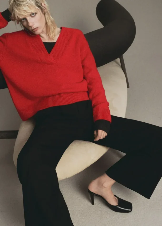 Hrubý úpletový svetr s výstřihem do V Hrubý úpletový svetr s výstřihem do V