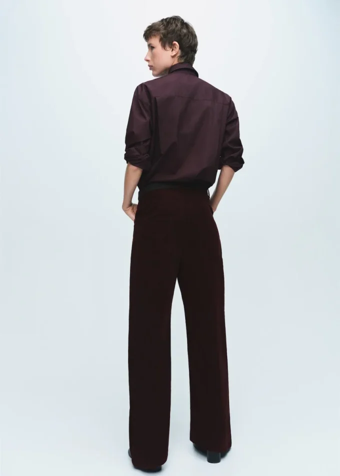 Široké kalhoty s nízkým pasem z manšestru Široké kalhoty s nízkým pasem z manšestru