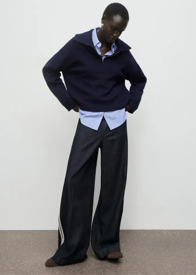 Široké pruhované džíny Široké pruhované džíny