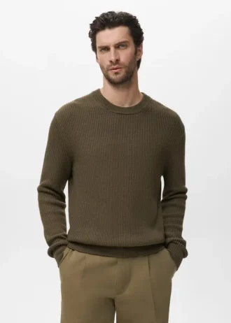 Jemný žebrovaný bavlněný svetr