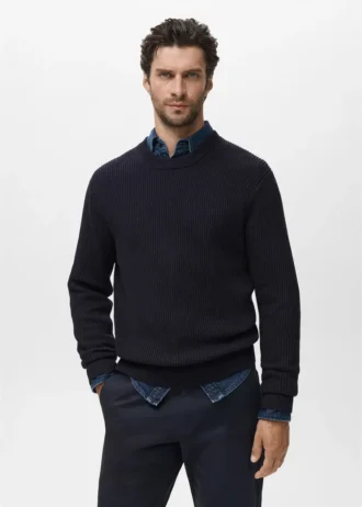 Jemný žebrovaný bavlněný svetr