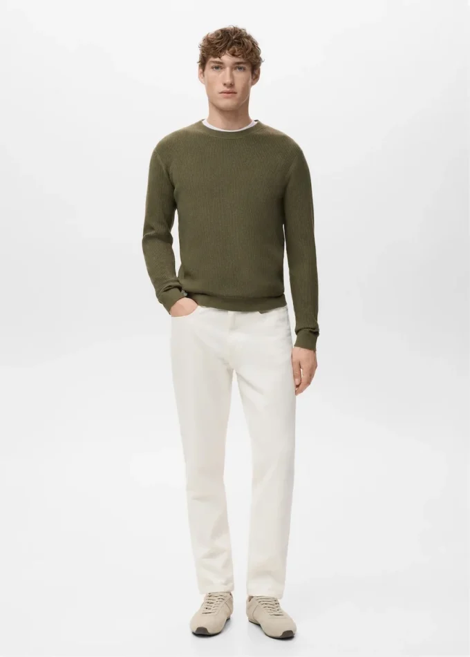 Jemný žebrovaný bavlněný svetr Jemný žebrovaný bavlněný svetr