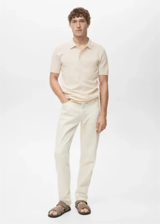 Jemně pletené bavlněné polo tričko