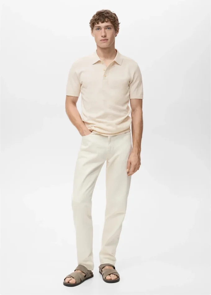 Jemně pletené bavlněné polo tričko Jemně pletené bavlněné polo tričko