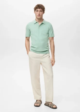 Jemně pletené bavlněné polo tričko