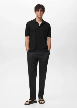 Jemně pletené bavlněné polo tričko