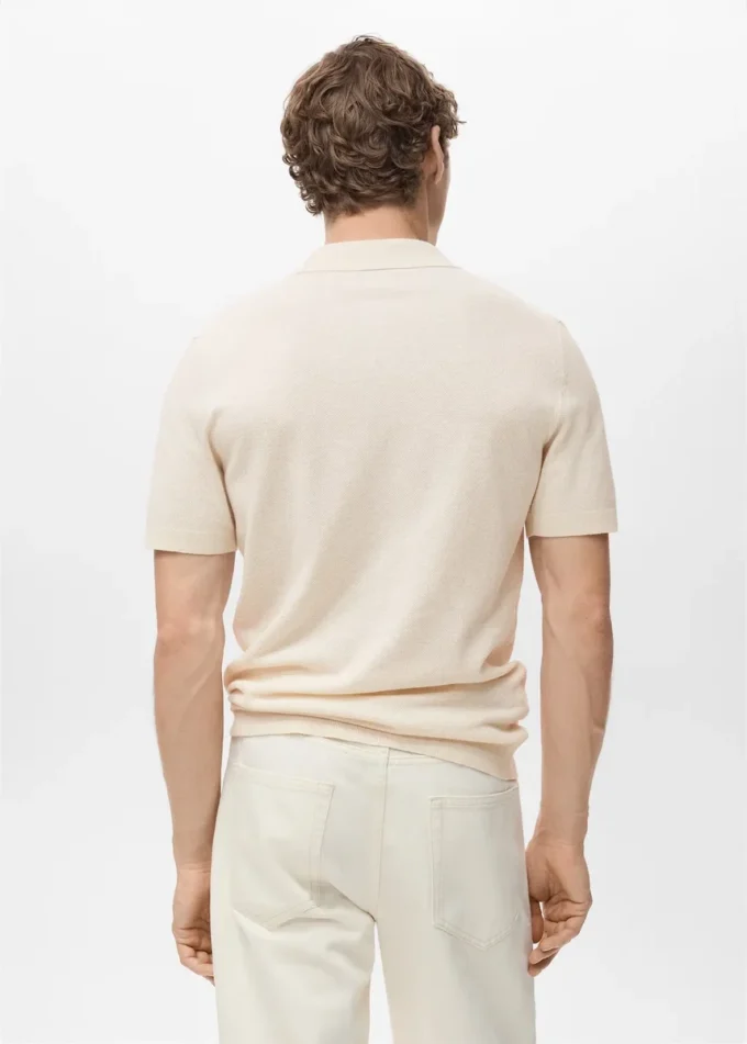 Jemně pletené bavlněné polo tričko Jemně pletené bavlněné polo tričko