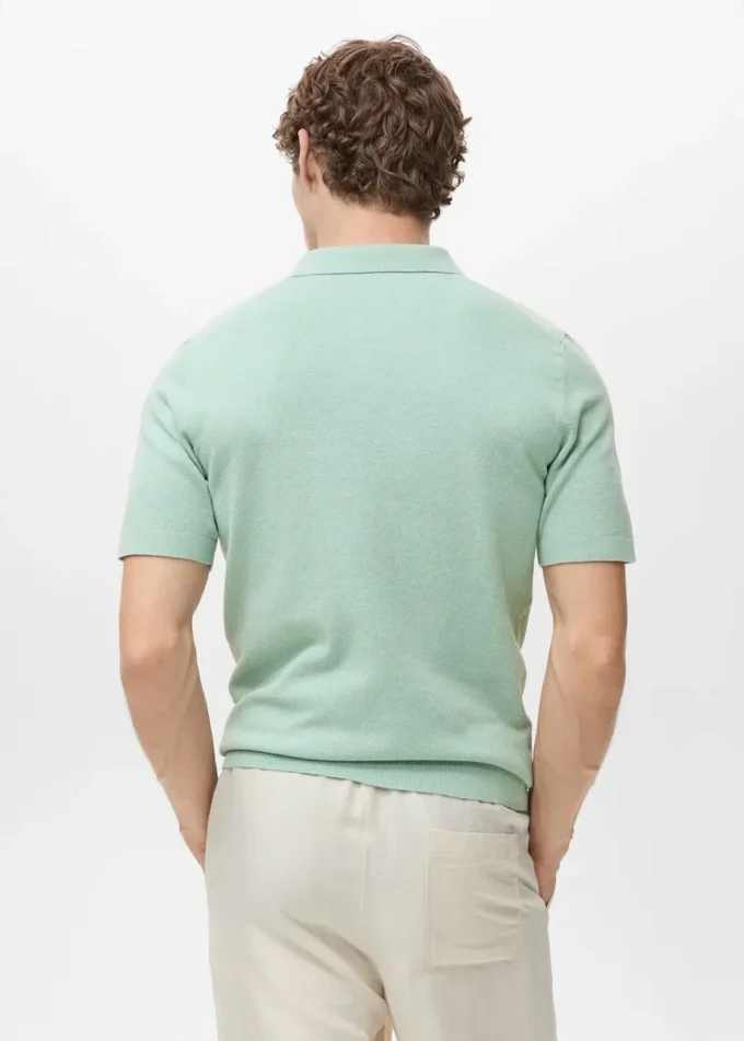 Jemně pletené bavlněné polo tričko Jemně pletené bavlněné polo tričko
