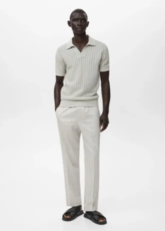 Jemně pletené polo tričko s rybí kostkou