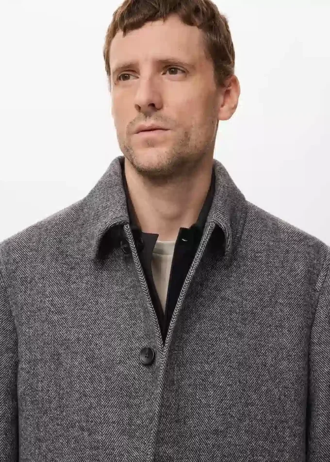 Kabát z vlněné směsi s rybí kostkou Kabát z vlněné směsi s rybí kostkou