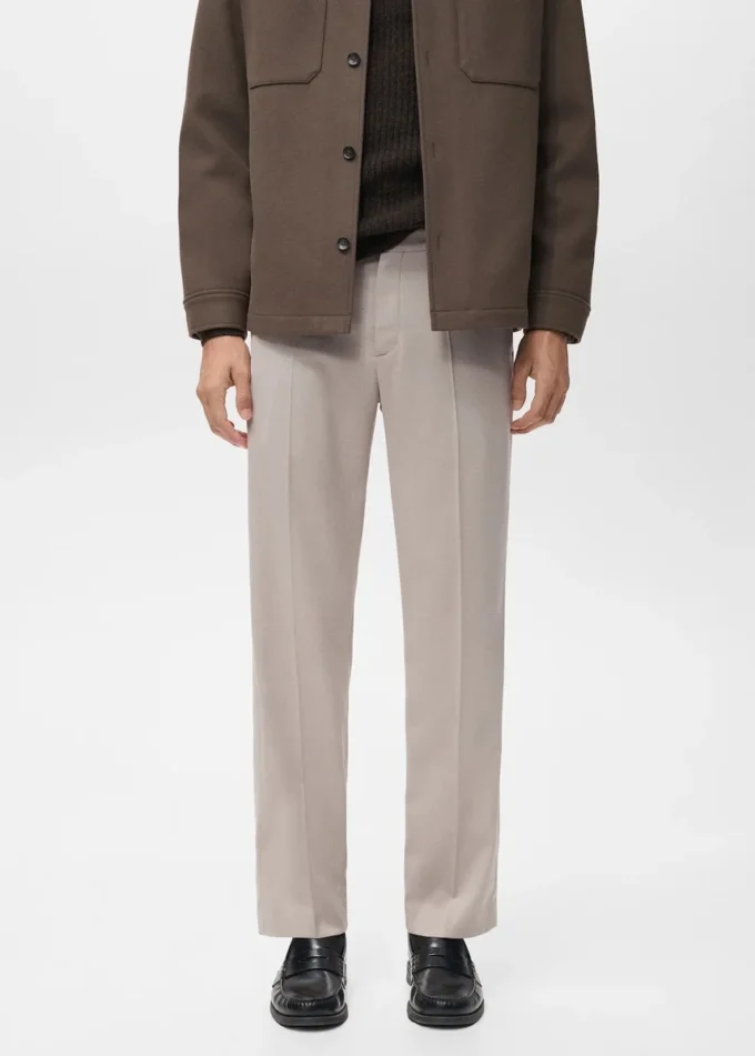 Kalhoty s pravidelným střihem a záhybem MANGO USA Kalhoty s pravidelným střihem a záhybem MANGO USA