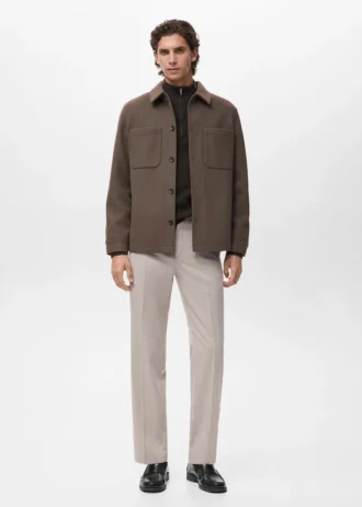 Kalhoty s pravidelným střihem a záhybem MANGO USA