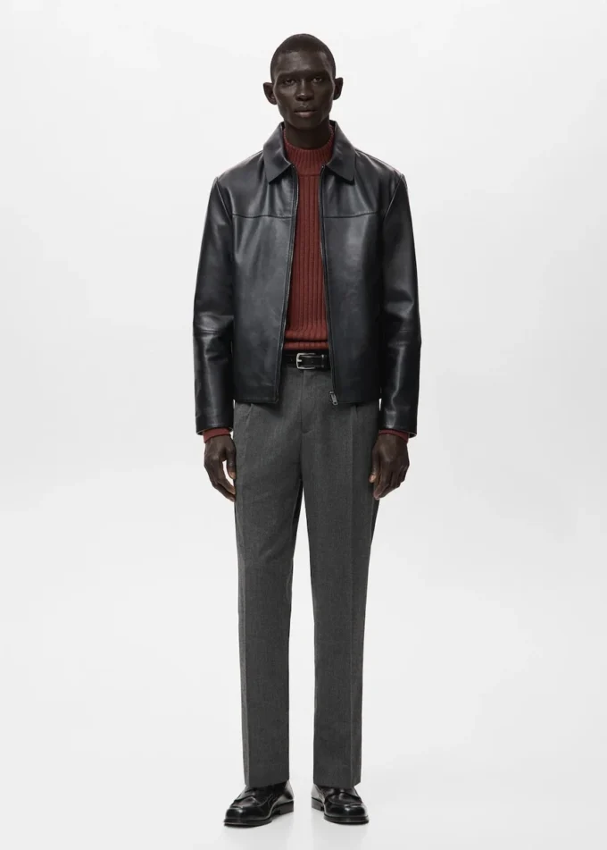 Kalhoty z flanelu s pravidelným střihem a záhyby Kalhoty z flanelu s pravidelným střihem a záhyby