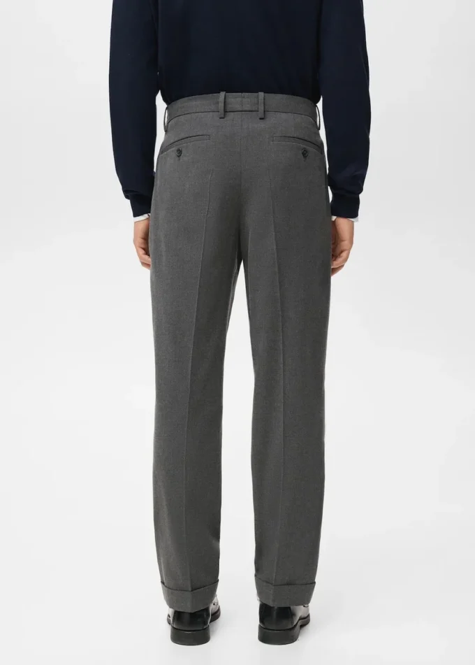 Kalhoty z flanelu s pravidelným střihem a záhyby Kalhoty z flanelu s pravidelným střihem a záhyby