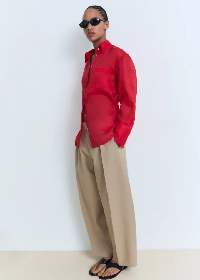 Kalhoty z lněné směsi Kalhoty z lněné směsi