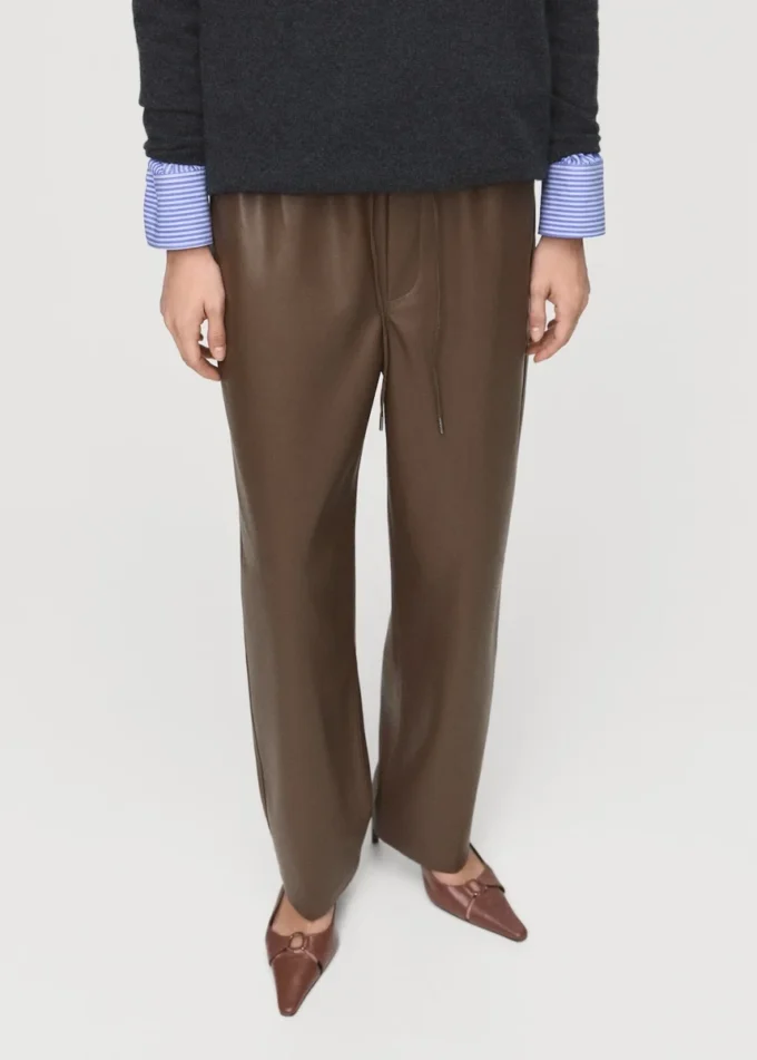 Kalhoty z umělé kůže s elastickým pasem Kalhoty z umělé kůže s elastickým pasem