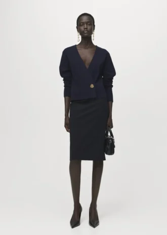 Křížený kardigan s knoflíky ve tvaru šperků