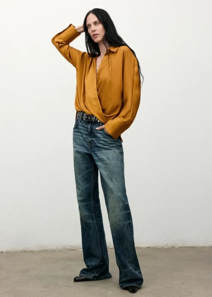 Křížená saténová blůza Křížená saténová blůza