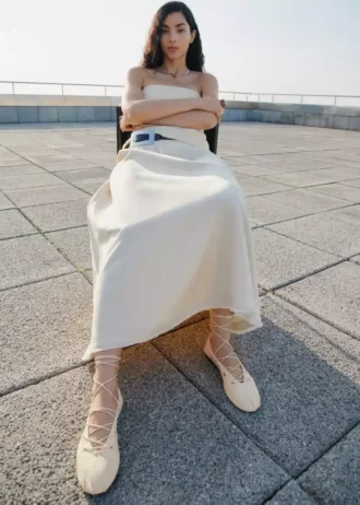 Kožené baleríny s překříženými pásky