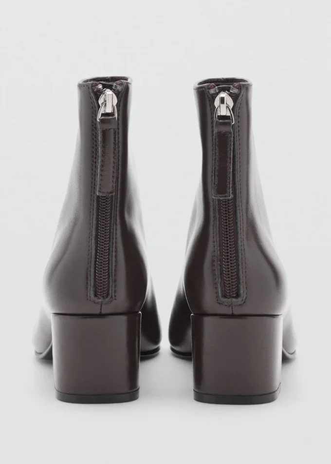 Kožené kotníkové boty s blokovým podpatkem Kožené kotníkové boty s blokovým podpatkem