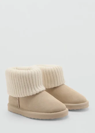 Kožené kotníkové boty s pletenými detaily