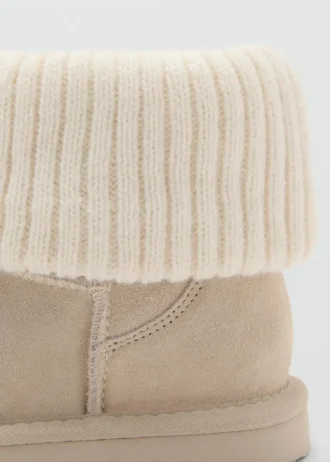 Kožené kotníkové boty s pletenými detaily