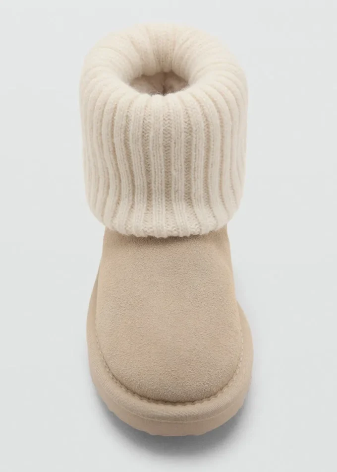 Kožené kotníkové boty s pletenými detaily Kožené kotníkové boty s pletenými detaily