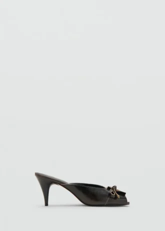 Kožené sandály na vysokém podpatku s mašlí
