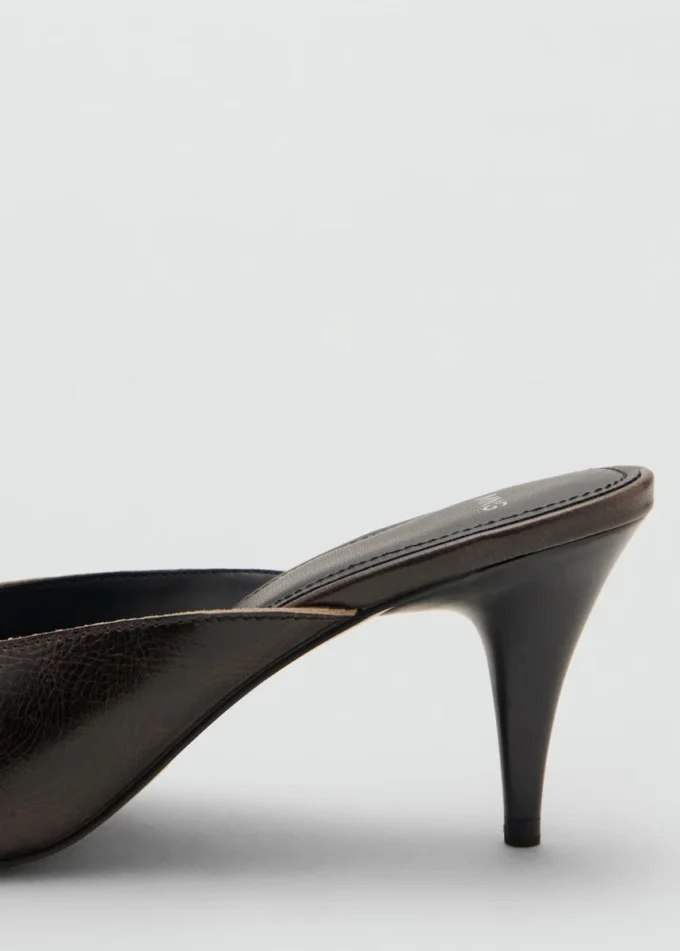 Kožené sandály na vysokém podpatku s mašlí