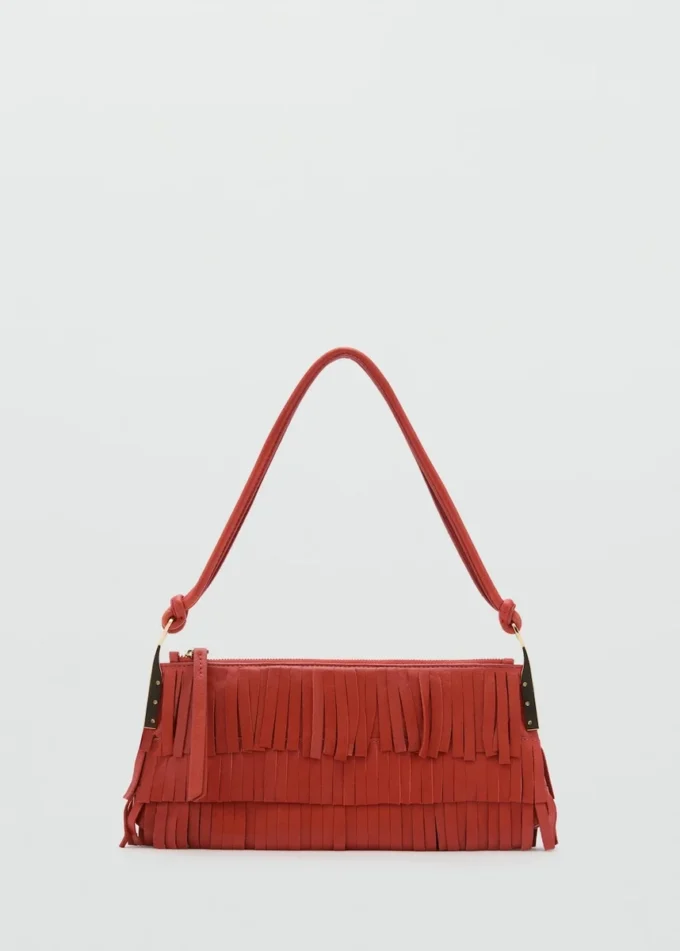 Kožená taška přes rameno s třásněmi Kožená taška přes rameno s třásněmi