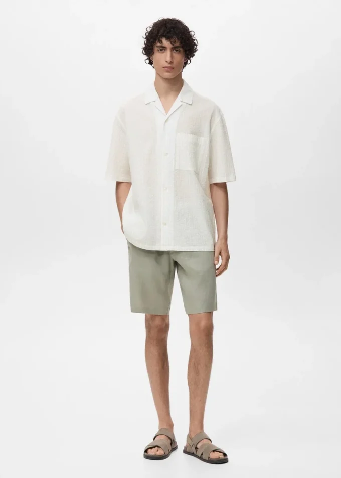 Košile s efektem zmačkání a proužky Košile s efektem zmačkání a proužky