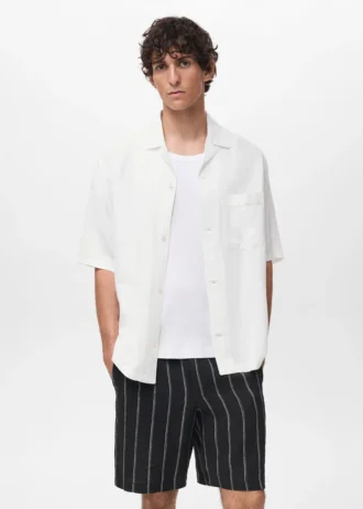 Košile s pravidelným střihem ze směsi lnu