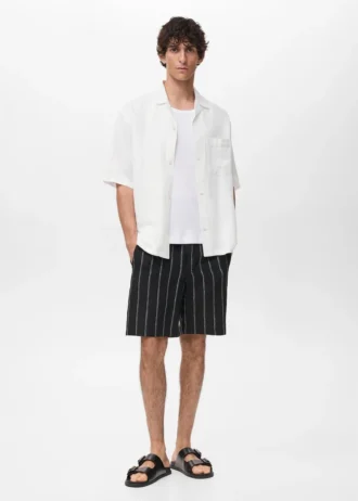 Košile s pravidelným střihem ze směsi lnu