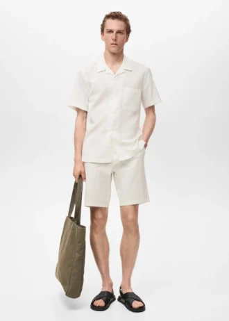 Košile seersucker s pravidelným střihem Košile seersucker s pravidelným střihem