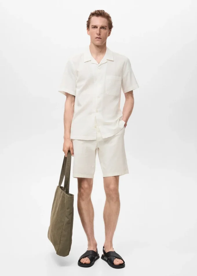 Košile seersucker s pravidelným střihem Košile seersucker s pravidelným střihem