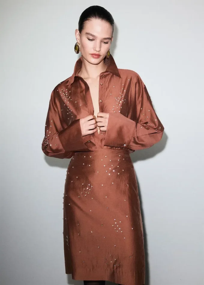 Košile z lyocellu s kamínky Košile z lyocellu s kamínky